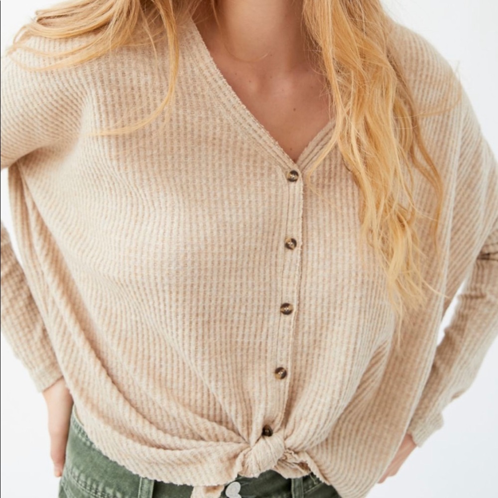 Oversized Thermal Button-Front Top